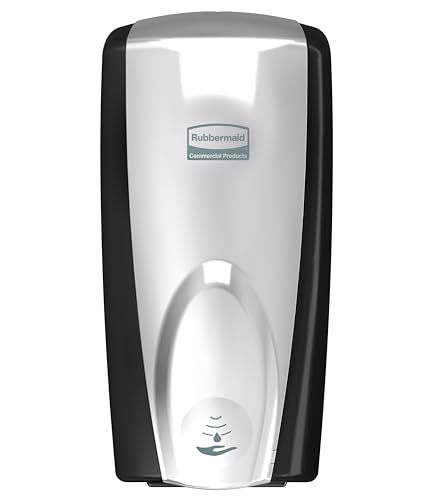 Image of Rubbermaid Commercial Products AutoFoam Hand Soap & Sanitizer Dispenser, Black /Chrome, Touchless, Wall Mount, Battery Operated, for Restrooms in Offices /Hotels /Entertainment /Schools