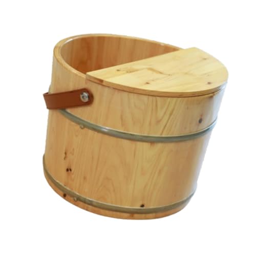 Baño de pies en lavabo de madera para aliviar piernas cansadas 2