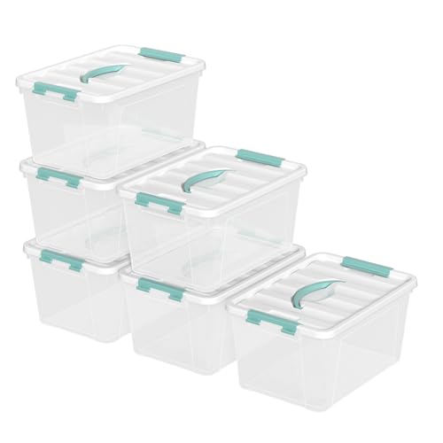 Begale 14 L Plastic Storage Bins with Lids, 6-Pack Clear