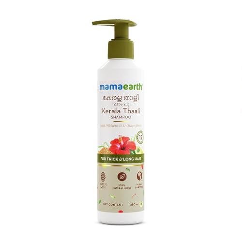 Mamaearth Kerala Thaali Shampoo with Hibiscus, Shikakai, Amla, Flax Seeds for Thick & Long Hair - 250 ml| Ready To Use Thali | Gently Cleanses | Adds Shine | 12 Potent Herbs | 100% Natural Herbs