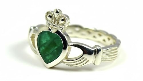 Image of Choose Your Color Natural Gemstone Irish Claddagh Silver Ring Friendship Love 55 Carat Brand Size 5 to 12
