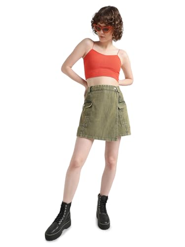 Image of ONLY Women High-Rise Denim Cargo Skort