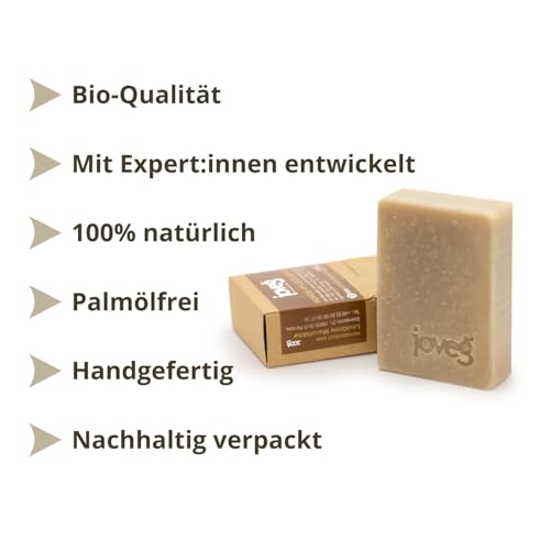joveg® Hunde Pflege Seife - Hundeshampoo Alternative gegen Starke Gerüche - Sanfte Reinigung Hundefell - Wirkt rückfettend und schützt die Haut vor Austrocknung - Made in Germany, Handgemacht, 100g