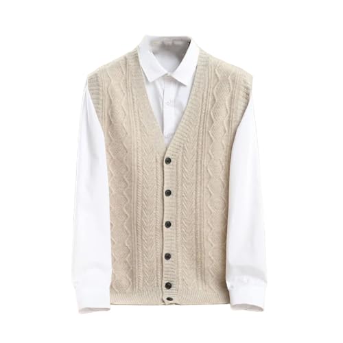 Men Wool Waistcoat Sleeveless Sweater V-neck Cardigans Twist Flower Cashmere Wool Knitted Vintage Vest Winter
