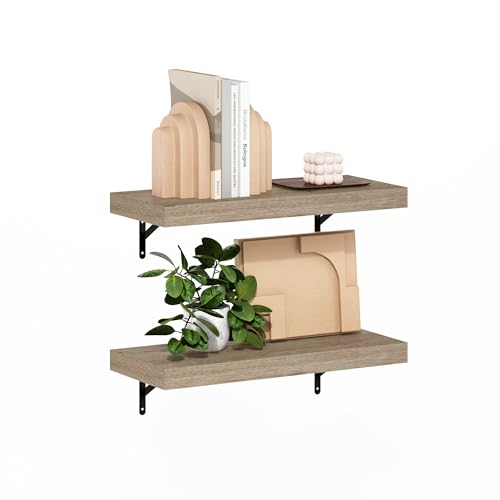 Image of Furinno Tanna Floating Shelves for Wall Set of 2, 22-Inch Wall Shelf, Triple Thick Floating Mounted Shelf, for Bathroom, Home Office, Living Room, Natural