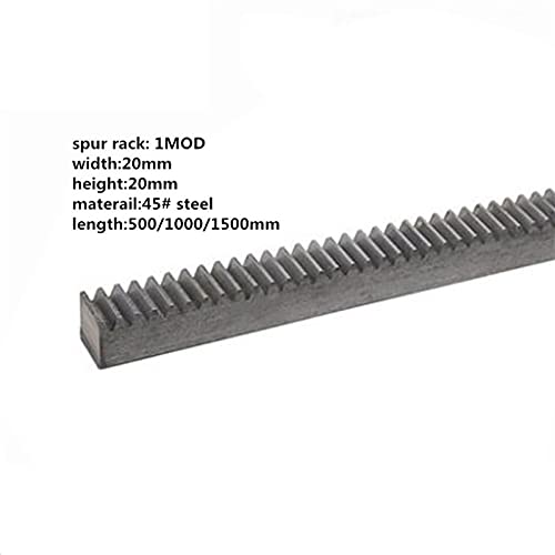 MKSIWSA Industry 1 Modulus High Precision Spur Gear Rack Steel 20x20 Length 500mm 1000mm 1500mm Pinion CNC Straight Rack Mod1 (Guide Length : 1000mm)