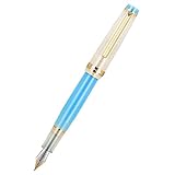 JINHAO 82 Resin Fountain Pen Iridium F Nib with Converter, Golden Clip Writing Pen (Blue-White)