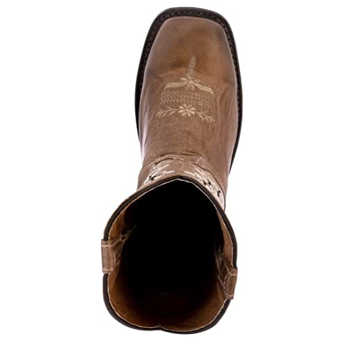 Kids Almond Flower Embroidered Western Cowboy Boots Square Toe3