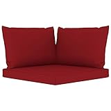  Tidyard Lot de 3 coussins, rembourrés, pour canapé, palette, angulaire, assise, dossier, extérieur, rouge vin, 60 x 60 x 60 x 6 cm, coussin rembourré pour chaise, coussin carré, coussin d\'extérieur