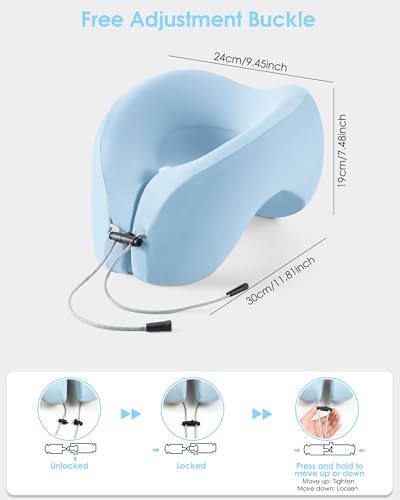 jiaao Almohada Cervical de Espuma con Memoria para avión, Almohada Cervical de Viaje portátil, Almohada Cervical de Viaje, Almohada Cervical de Viaje portátil para avión, Coche, Tren, casa, Oficina - imagen 6