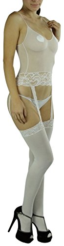 Image of ToBeInStyle Women's Bodystocking Bustier Garter Lingerie Suspender Thigh High Stockings
