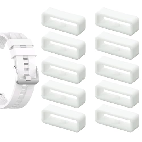 Pasador de goma para correas de reloj, Retenedor de Correa para Reloj, Hebilla de Silicona para reloj, Soporte para Correa de Reloj, Hebillas de silicona para reloj (Blanco, 24 mm)