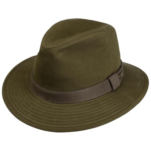 Stetson Waxed Traveller Stoffhut Ledergarnitur Herren Sommer Winter Oliv L (58-59 cm) – Ansicht 4