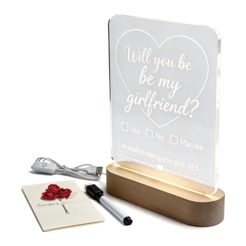 Will You Be My Girlfriend LED Acrylic Light Sign, Interactive