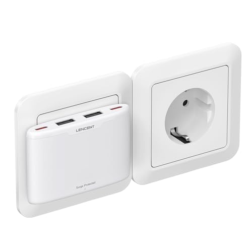 LENCENT Flaches USB C Ladegerät Slim Wandladegerät Netzteil 4-Port Charger dünner Ladestecker Mehrfach Stecker Kompatibel mit iPhone 17/16/15 Series iPad Handy Tablet