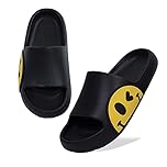 Waysoland Women Men Beach Slippers Summer Sliders Sandals,EVA Open Toe Soft Slippers,Bathroom Pool Shower Anti-Slip Shoes Flip Flops for Indoor & Outdoor(black,7/7.5)