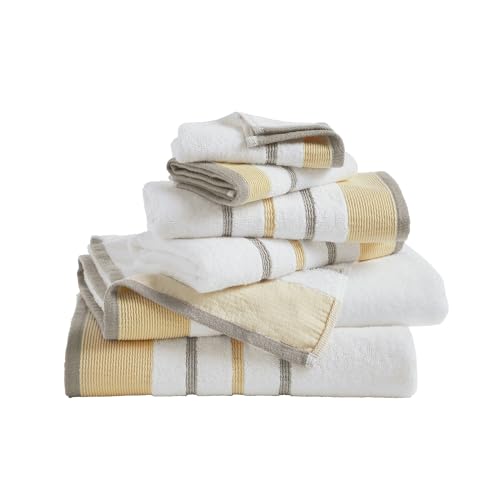 Great Bay Home Decorative Bath Towel Set - Luxury Cotton 6 Piece Towel Set - Luxurious, Ultra-Soft, Durable Towels for Bathroom Decor (Gold/Grey)