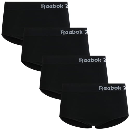 Reebok Womens Briefs Underwear - 4 Pack Seamless Stretch Performance High Cut or Boyshorts Panties for Women (Sizes: S-XL)