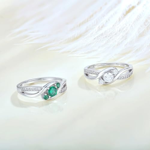 STARCHENIE 3-Stone Promise Ring for Her 925 Sterling Silver Infinity Rings for Women Engagement Wedding Band Anniversary Jewelry4