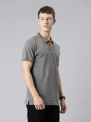 Image of Classic Polo Mens Cotton Blended Solid Half Sleeve Regular Fit Polo Neck T-Shirt