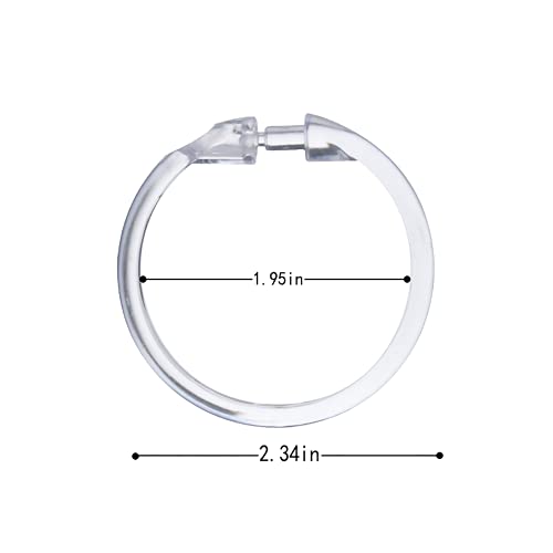 Kutesna 12 Pcs Clear Plastic Shower Curtain Rings, Easy Snap Closure Shower Curtain Hooks #TOP1