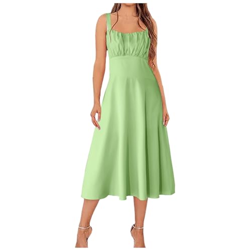 2026 Robe amincissante rétro pour femme Couleur unie, Vert, M