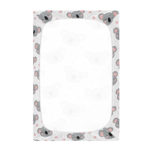Image of Koala Polka Dots White Fitted Crib Sheet for Boys Girls Baby Toddler Fitted Sheet for Standard Crib Mattress,52 X 28 in