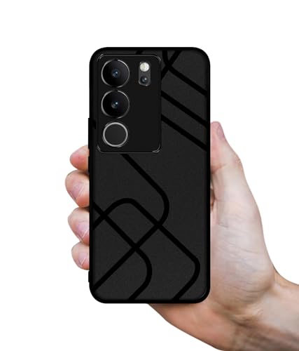 Image of Zig-Zag Black Line Design Premium 2D Printed Metal Back Case Cover for Vivo V29 5G / V29 Pro 5G