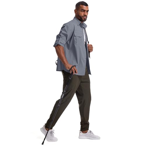 Mens Safari Sun Shirts UPF 50+ UV Sun Protection Long Sleeve Outdoor Quick Dry Fishing Hiking Gardening Shirts2