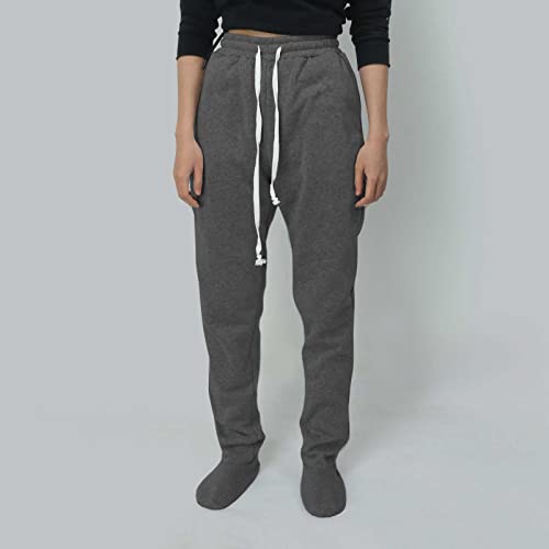 Footed Sweatpants Sherpa Fleece Lined Warm Solid Color Winter Thick Velvet Elastic Waist Baggy Sleepwear Comfy Trousers4