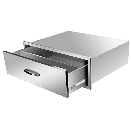 Image of 30 inch W x 10 inch H x 23 inch D Outdoor Kitchen Single Drawer Stainless Steel BBQ Access Drawers with Exquisite Handle for Outdoor Kitchen Island or Grill Station