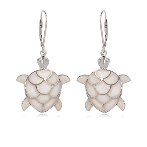 Boucles d'oreilles tortue Aden en argent 925 et nacre blanche