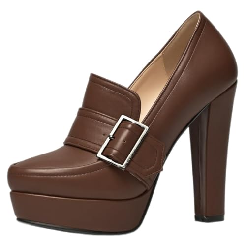 Image of SHODENSE Women Vintage Chunky Platform Loafers Pumps Tassel Round Closed Toe Slip On Suede Block High Heel Dress Loafer Shoes Buckle Strap Oxford Loafers Fringe Pump Dressy Chic Sexy Y2k 4-11 M US