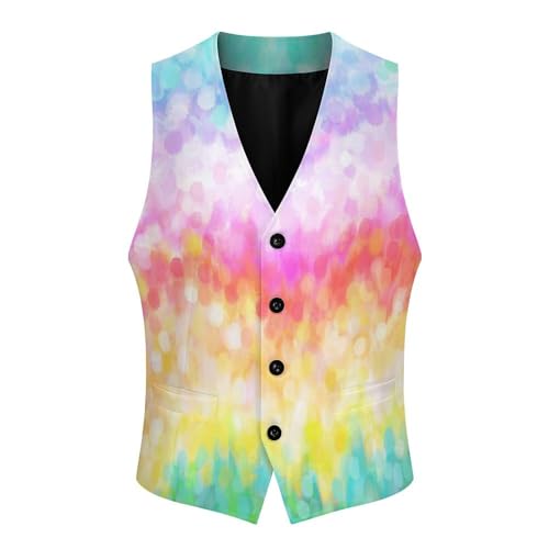 Painted Rainbow Formal Suit Vest for Men Waistcoat Printing Business Casual Dress for Tuxedo3
