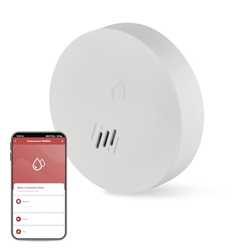 EMOS GoSmart - Smart Home Wassermelder mit App - Zigbee - 85dB Alarm, rot blinkendes Licht, kabellos - für Küche, Keller, Badezimmer - IP65 wasserdicht - 10 Jahre Lebensdauer - inkl. Batterie - weiß