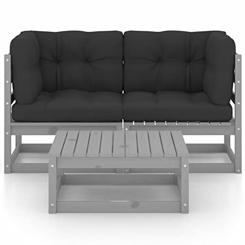 Gecheer 3-TLG. Garten Loungemöbel Garten-Lounge-Set mit Kissen Outdoor Sofa Lounge Balkonlounge Balkonmöbel…