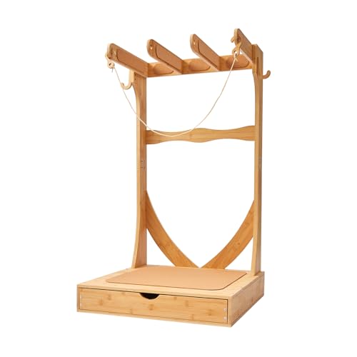 VEVOR Supporto Verticale per Tavole da Surf, Supporto per Tavole da Surf in Legno a 3 Livelli per Riporre ed Esporre, Organizzatore Indipendente con Ganci in Legno, Imbottitura in Sughero e Cassetti