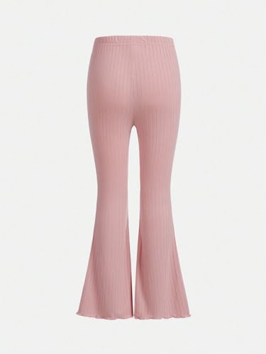 Image of WDIRARA Girl's 2 Piece Elastic Waist Flare Bell Bottom Ribbed Knit Long Pants