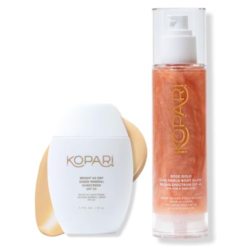 Kopari Bright as Day Sheer Mineral Sunscreen SPF 50 & Rose Gold Sunglaze Sheer Body Mist Sunscreen SPF 42