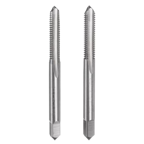 sourcing map 2pcs Metric Hand Tap Set, M6 x 1 Taper/Plug Thread Screw Taps, High Speed Steel Hand Threading Tapping Tool Kit