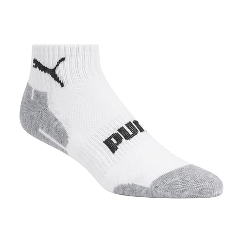 PUMA Boys' Quarter Crew Socks (8-Pack), White/Silver, 9-11 | Extra Cushion and Arch Support - image 2