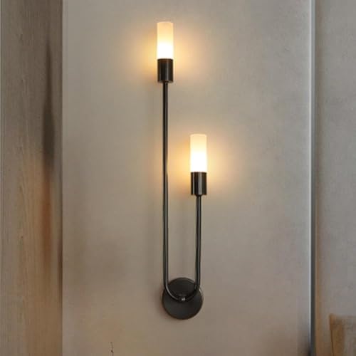 Image of Home Decore instument Full Black Wall Sconce with Dual LED Lights - Sleek Z /Black Finish for Bedroom, Living Room, Gift Item or Home Decore Wall Light Lamp Pack of 2 (Full Black)