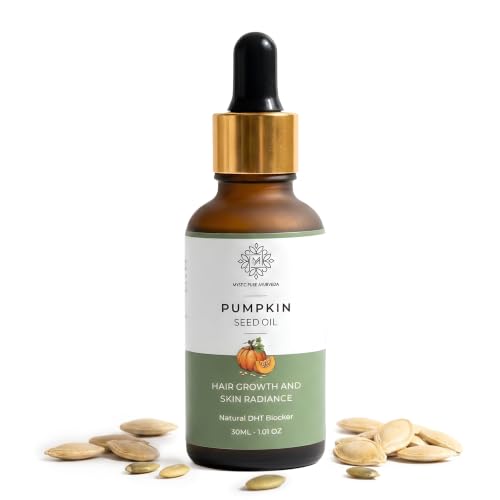 Image of Mystic Pure Pumpkin Seed Oil 100% Natural and Cold Pressed for Hair Growth and Skin Radiance | Natural DHT Blocker | Unrefined, Hexane-Free (30ml)
