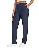 G4Free ShiftReady Yoga Pants for Women Straight Leg Dress Stretch Ladies Work Trousers with Pockets High Waist Business Casual Pull On Smart Trousers(Dark Blue,L,Regular)