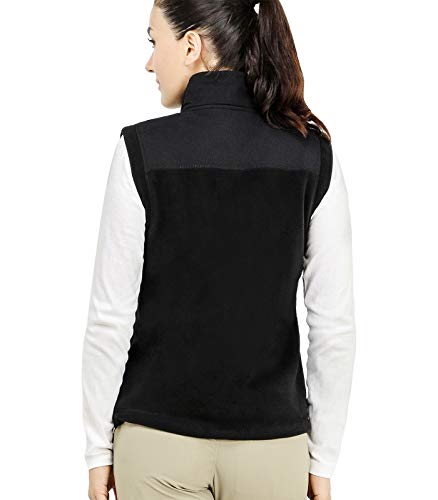 MIER Women's Zip-up Polar Fleece Vest Casual Sleeveless Soft Fleece Vest with Zipper Pockets, Outwear, Black, M