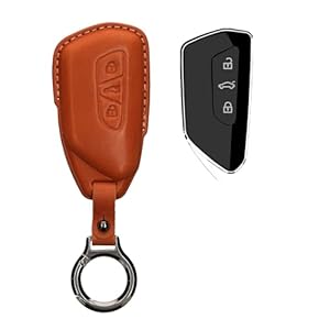 kwmobile Leder Autoschlüssel Hülle VW Golf 8 Braun
