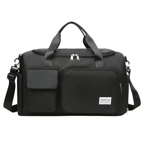 Bolsa Mala Academia Esportiva Treino Viagem Fitness Trabalho Transversal Compartimento para Tênis Bolso Impermeável (Preto)