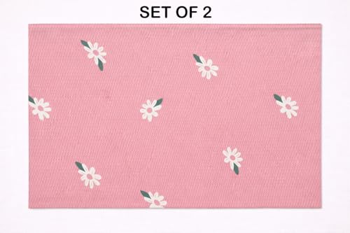 Image of Designer Floral Printed Flat Bedsheet for Double Bed 200tc to 220tc | Ultra Soft Cotton Fabric | King /Queen Size Top Sheet with 2 Matching Pillow Covers - 228 x 228 Cm, Light Pink
