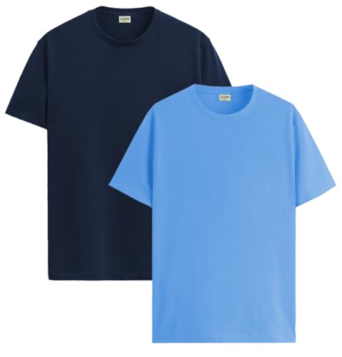 Image of ADRO Men's Cotton Regular Fit Combo Plain Solid T-Shirt Pack of 2