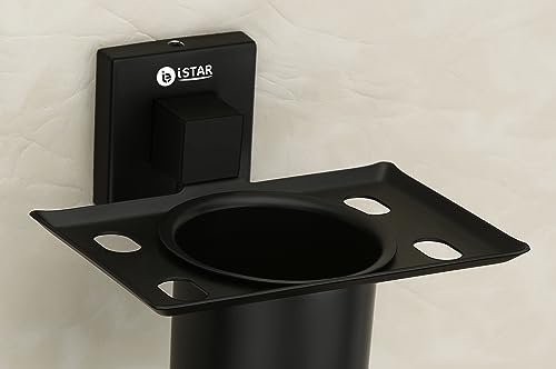 Image of iSTAR Stainless Steel Toothbrush Holder Tumbler Holder Toothbrush Stand Tumbler Stand Bathroom Accessories Anti Rust (Black) (Pack of 1)